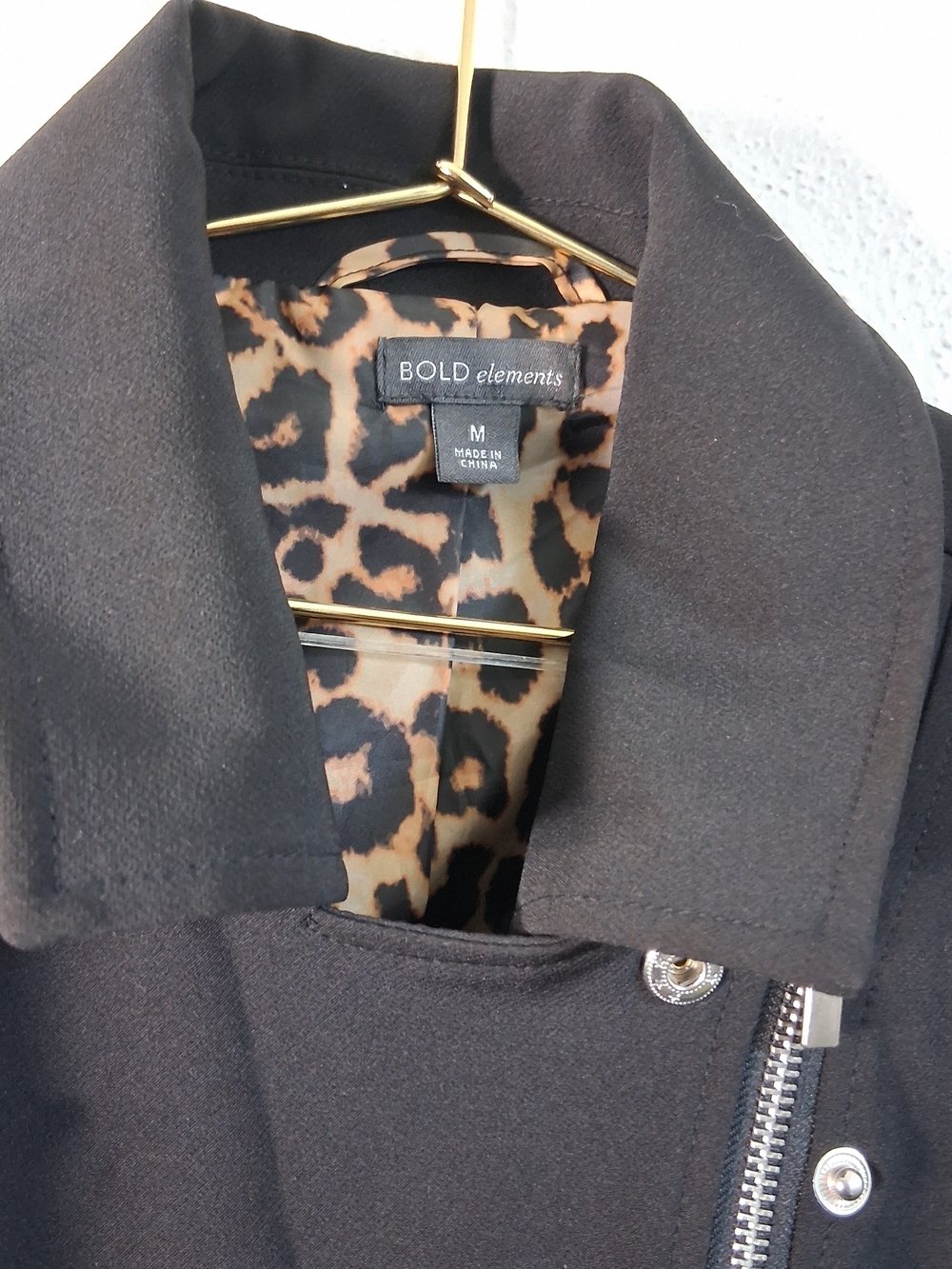 BOLD elements Black Women's Jacket with Leopard Lining